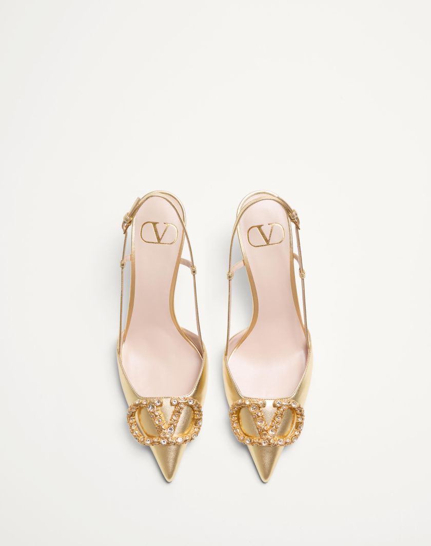VLOGO SIGNATURE SLINGBACK PUMP IN LAMINATED NAPPA LEATHER 80MM - Image 7